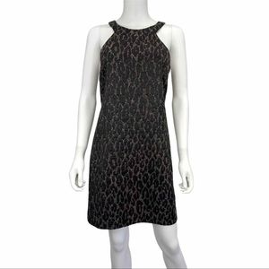 Trina Turk Black Leopard Print Wool Blend Sleeveless Dress, NWT